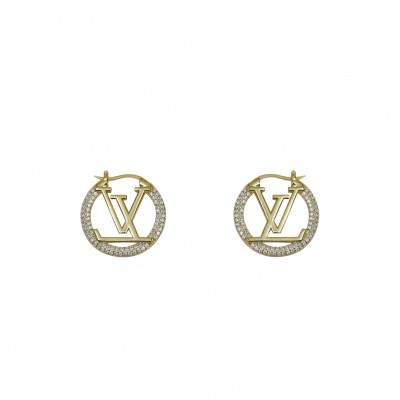 LOUIS VUITTON CRYSTAL ROUND EARRINGS YELLOW GOLD M01330